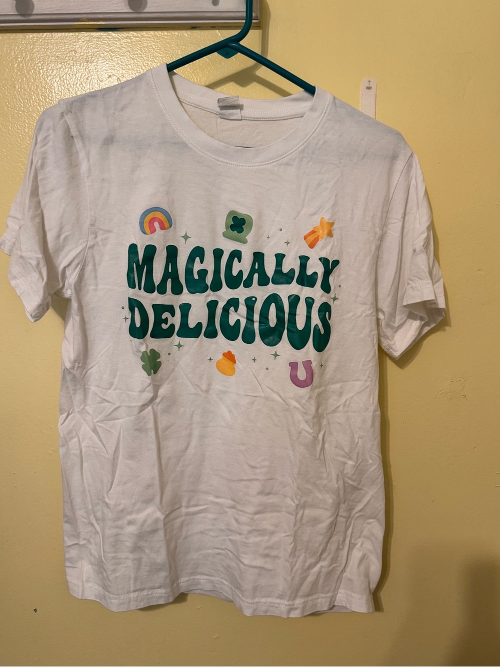 Magically Delicious Graphic Tee - White with Green Print